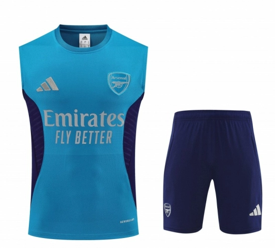 26/27 Arsenal Light Blue & Navy Blue Sleeveless Training Vest + Shorts