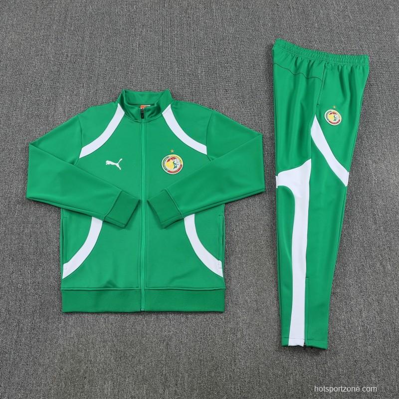 26/27 Senegal Green & White  Full Zipper Jacket Tracksuit + Long Pants