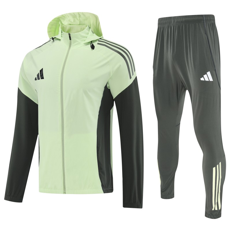 26/27 Adidas Neon Green Full Zipper Hooded Jacket Tracksuit + Long Pants