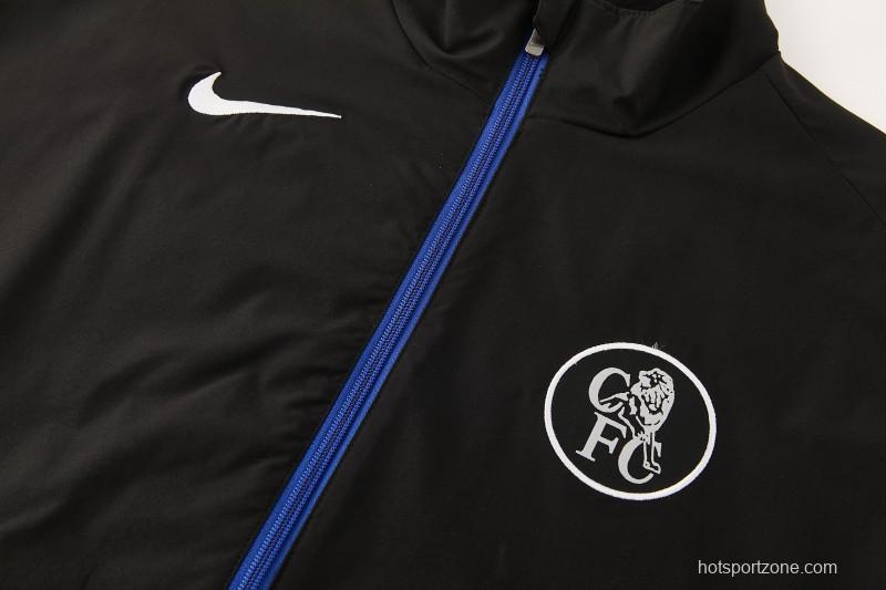 26/27 Chelsea Black Full Zipper Hooded Jacket Tracksuit + Long Pants