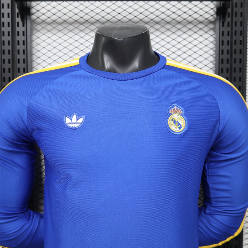 Player Version 2026 Real Madrid Blue Long Sleeve  Adidas Originals Retro Special Edition Jersey