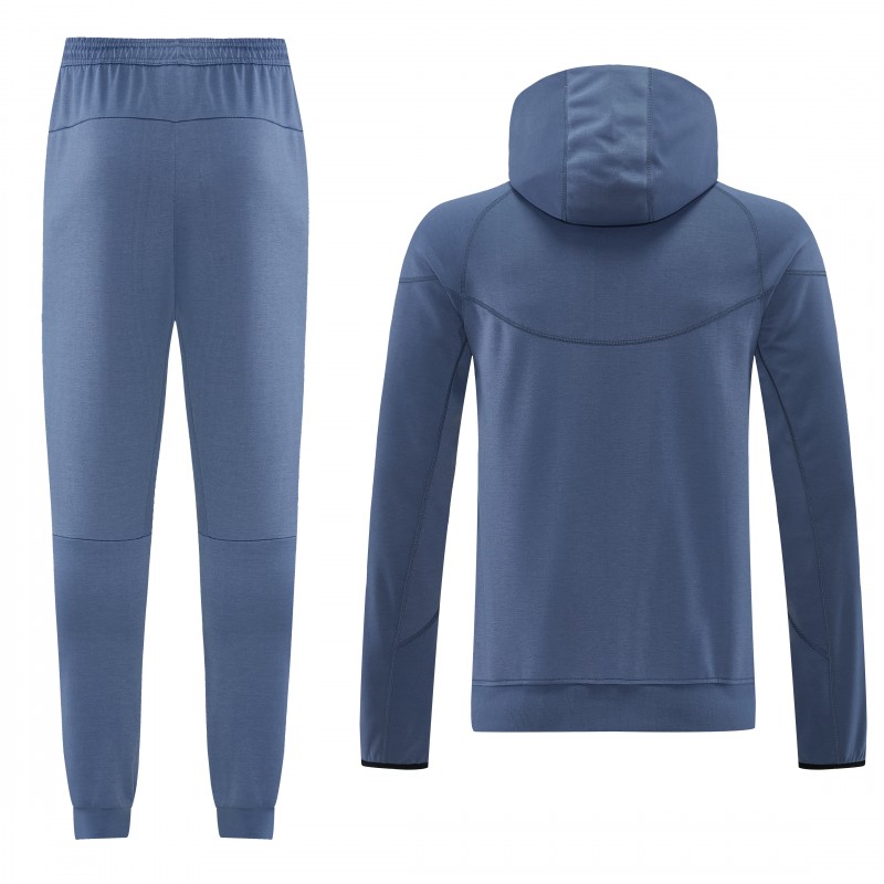 26/27  Paris Saint-Germain Steel Blue Full Zipper Hooded Jacket Tracksuit + Long Pants