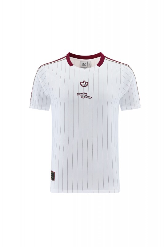 26/27 Arsenal  White Pinstripe Short Sleeve+Soccer Shorts
