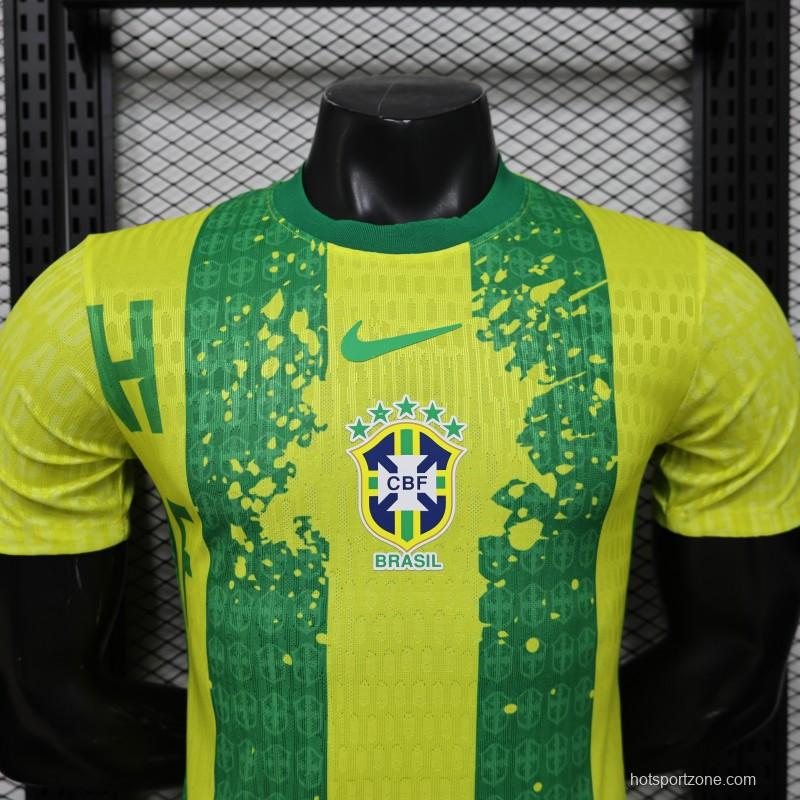 Player Version 2026 Brazil Yellow & Green Vertical Stripe Special Edition Jersey