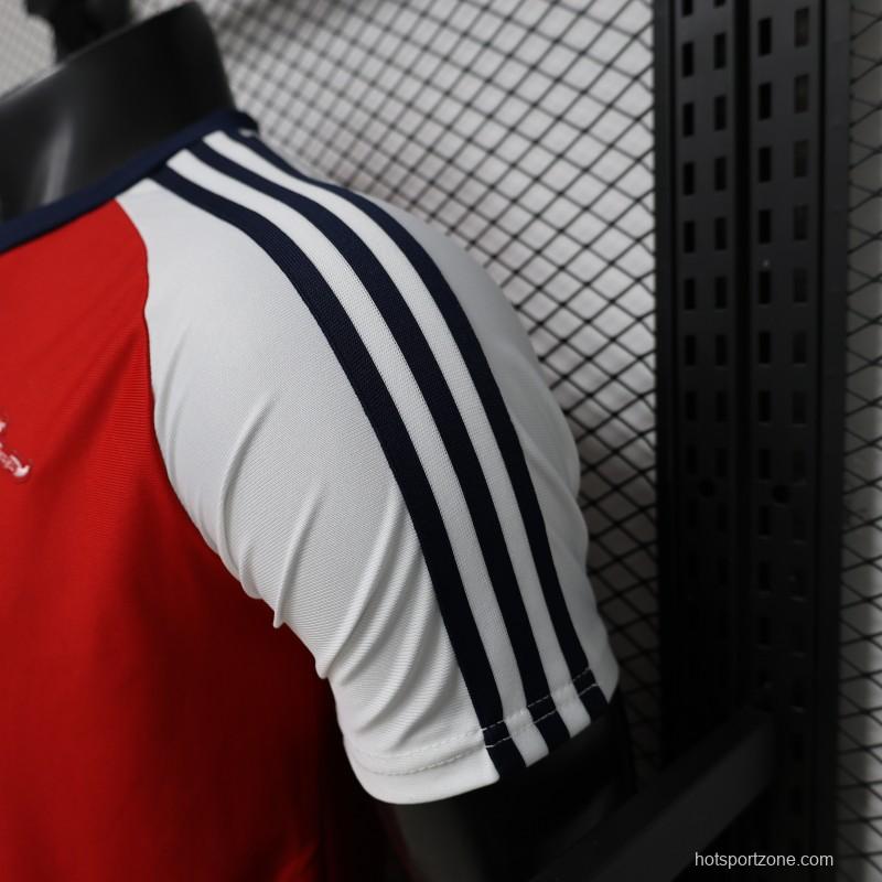 Player Version 2026  Arsenal x Adidas Originals Red with White Raglan Sleeve Home Jersey