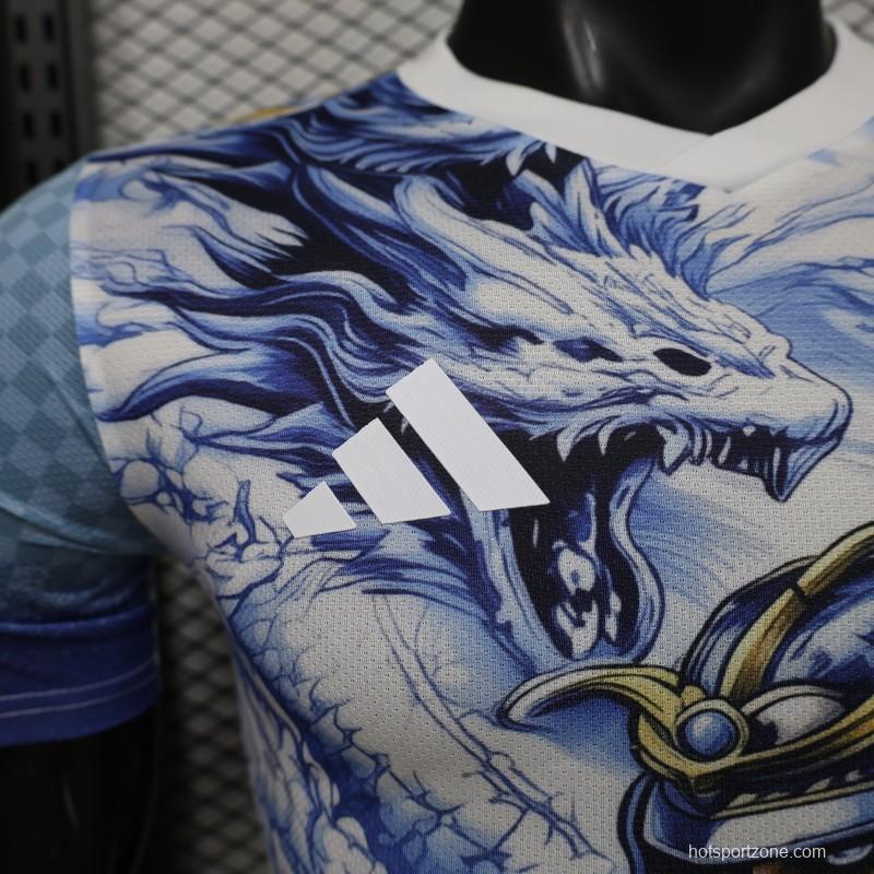 Player Version 2026 Japan Adidas Special Edition "Samurai Blue Dragon" Full Sublimation White Jersey
