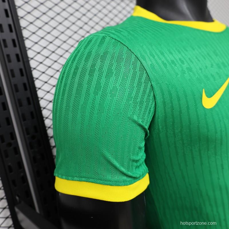 Player Version 2026 Brazil Green with Wave Texture Away Jersey