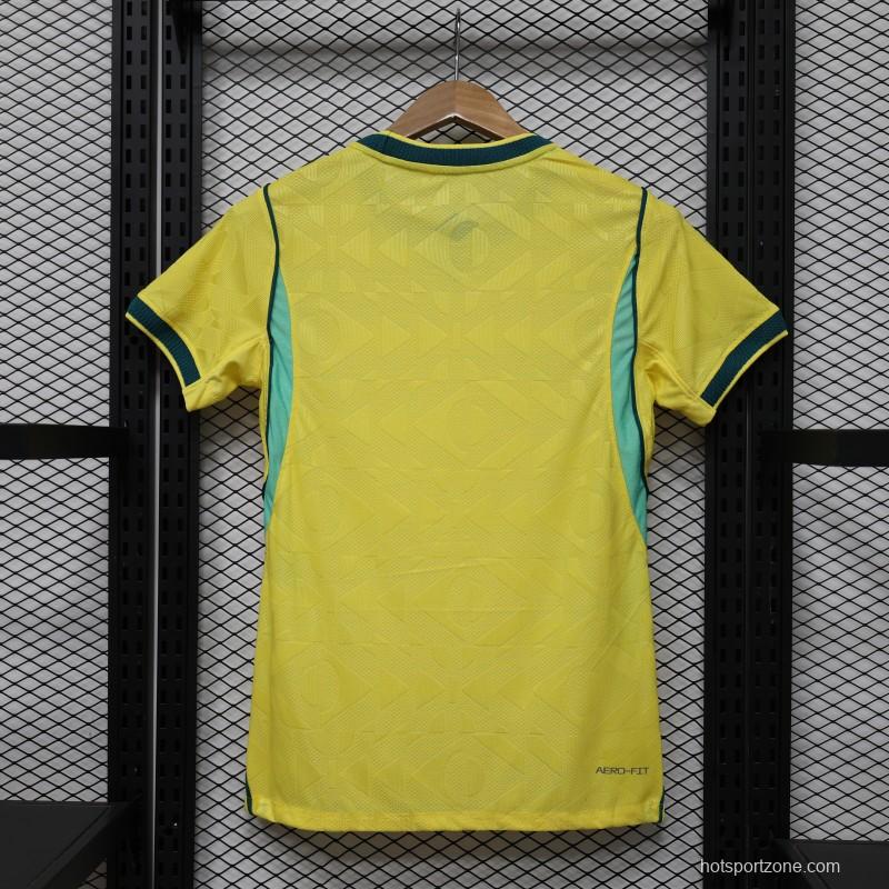 Player Version Women 2026  Brazil Yellow with Green Home Jersey