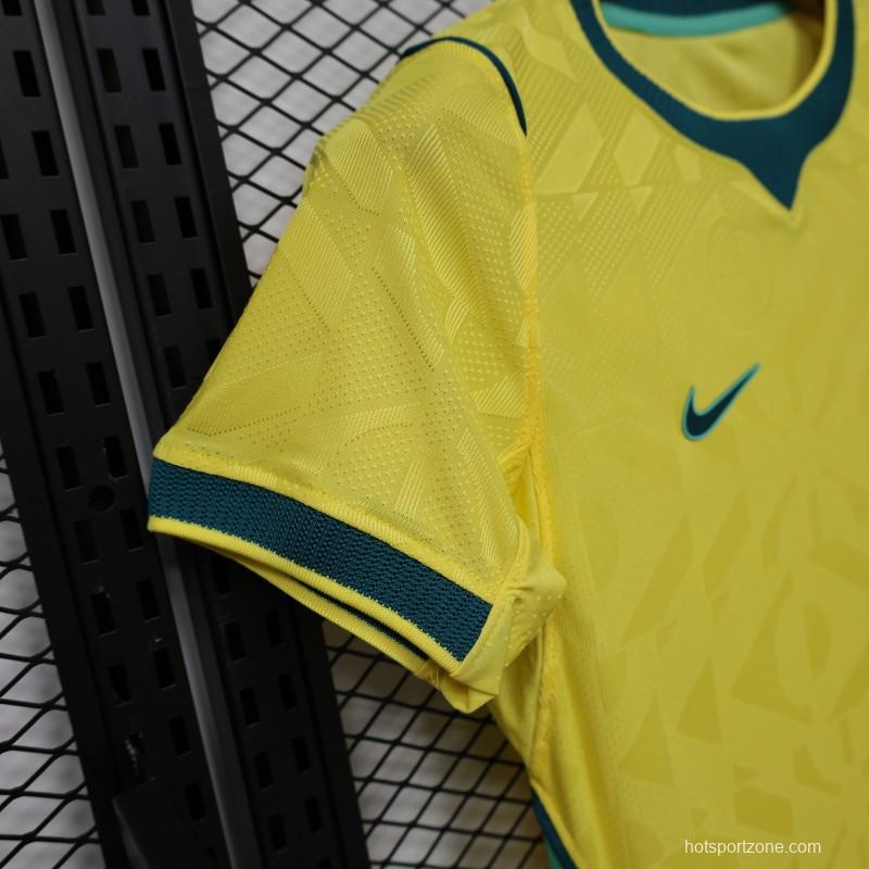 Player Version Women 2026  Brazil Yellow with Green Home Jersey