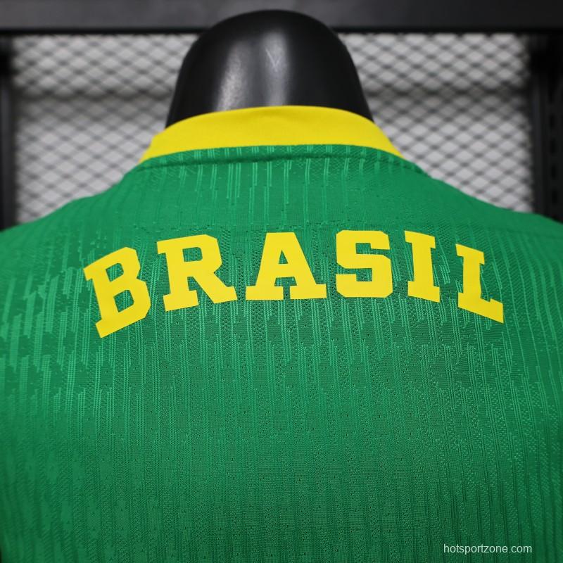 Player Version 2026 Brazil Green with Wave Texture Away Jersey