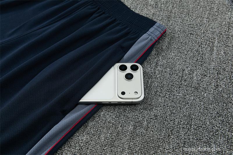 2026 England Grey Short Sleeve+ Navy Blue Soccer Shorts