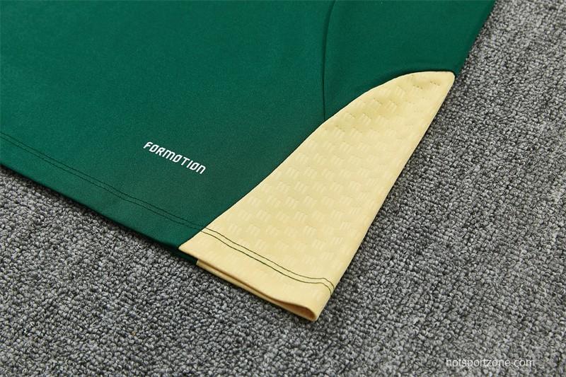 2026 Real Madrid Green & Cream  Half Zipper Jacket Tracksuit + Long Pants