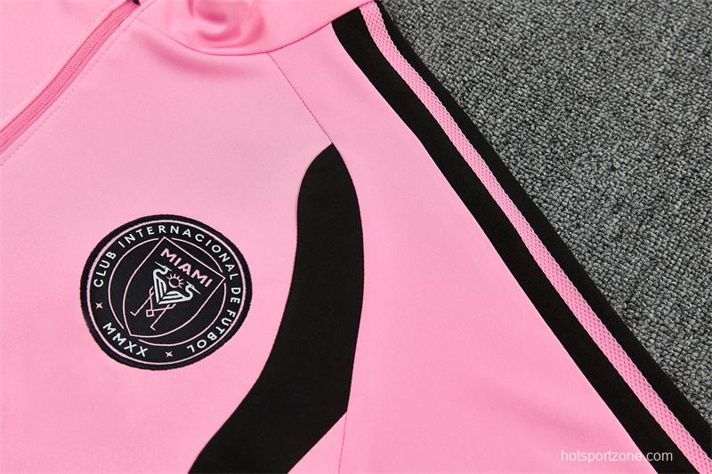 2026 Inter Miami CF Pink  Half Zipper Jacket Tracksuit + Black Long Pants