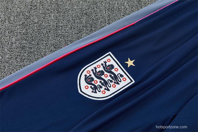 2026 England Grey Half Zipper Jacket Tracksuit + Navy  Blue Long Pants (Nike)