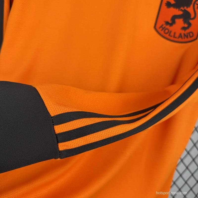 1980 Retro Netherlands Home Long Sleeve Jersey