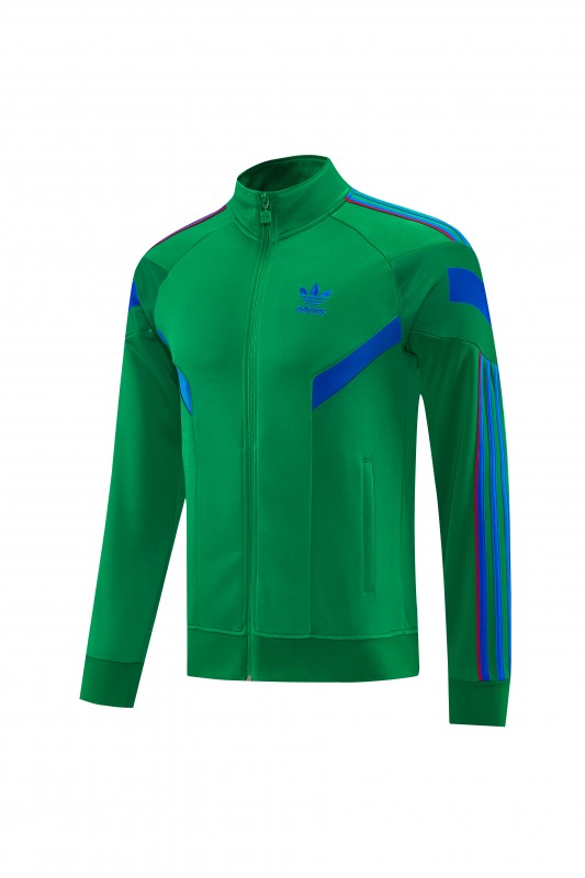 26/27 Adidas Originals Green  Full Zipper Jacket Tracksuit + Royal Blue  Long Pants