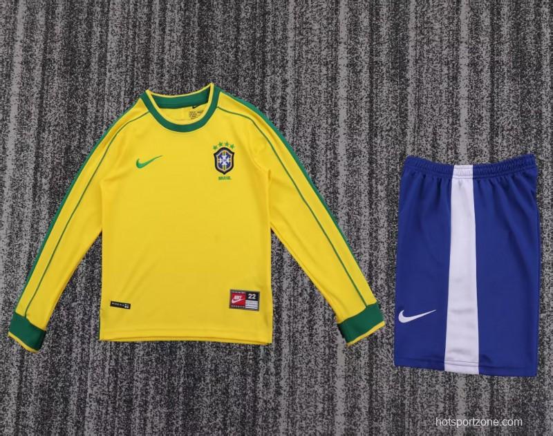 Retro 1998 Brazil Home Long Sleeve Jersey