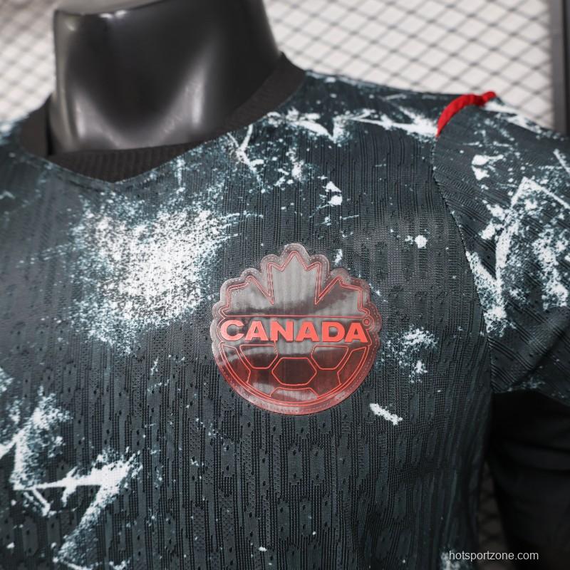 Player Version 2026 Canada Third Dark Grey with Shattered Ice Crystal Allover Print Jersey