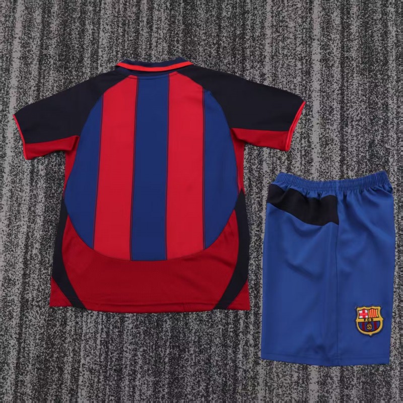 Retro Kids 03/04 Barcelona Red Blue Home Jersey