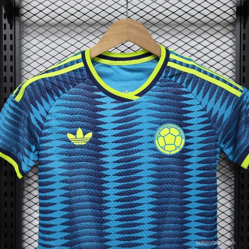 Player Version 2026 Womens Colombia Away Blue with Wave Diamond Pattern Jersey
