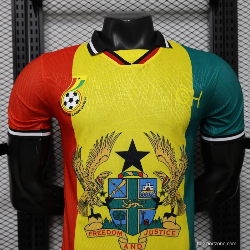 Player Version 2026 Ghana Special Edition Yellow Red Green with National Coat of Arms & Flag Jersey