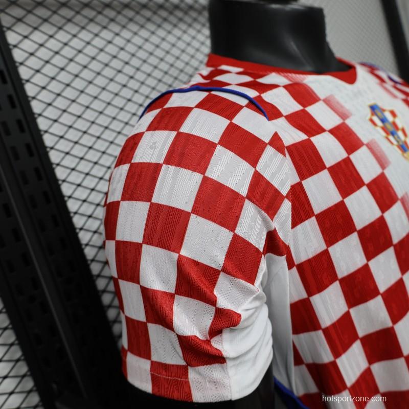Player Version 2026 Croatia Home White & Red with Gradient Checkerboard Pattern Jersey