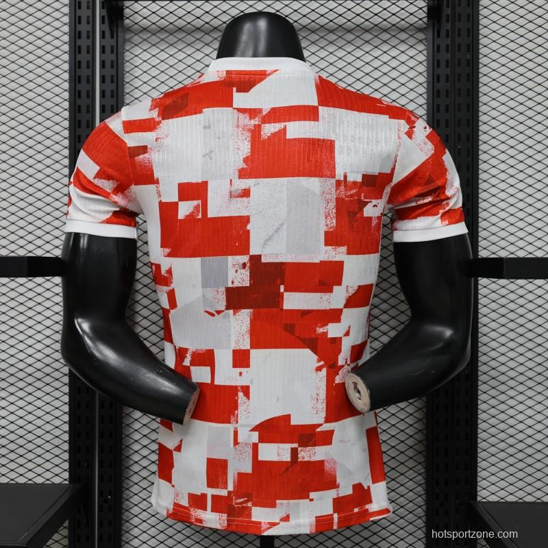 Player Version 2026 Croatia Home Red White with Checkerboard Pattern Jersey
