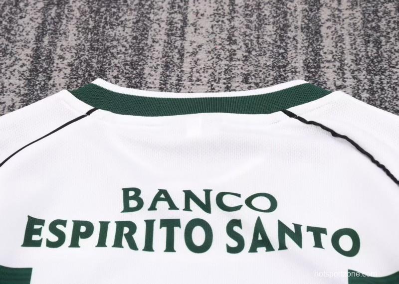 Retro Kids 01/03 Sporting CP White Green Home Long Sleeve Jersey
