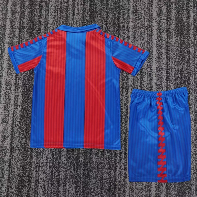 Retro 1989/92 Kids FC Barcelona Blue & Red Stripe Home Jersey