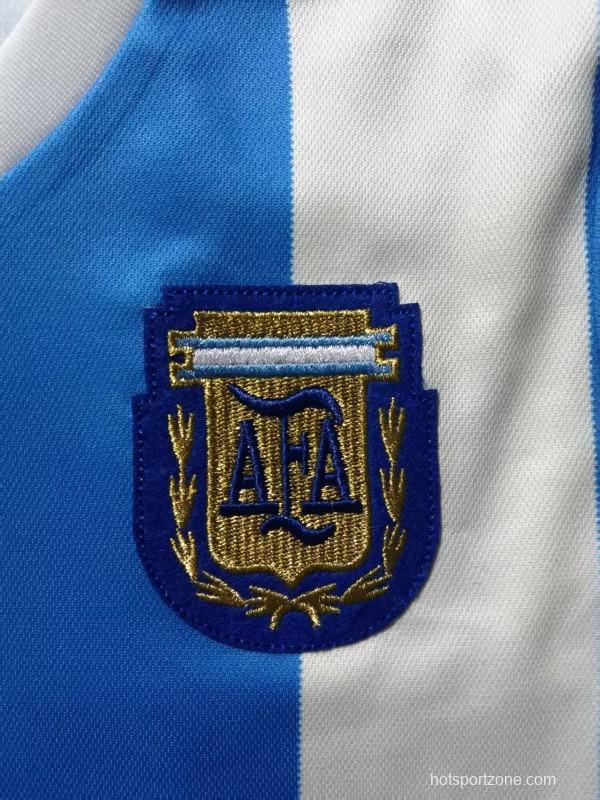 Retro 1998 Kids Argentina Home Long Sleeve Jersey