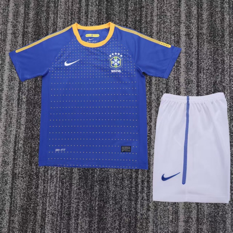 Retro 2010/11 Kids Brazil Blue & White Away Jersey