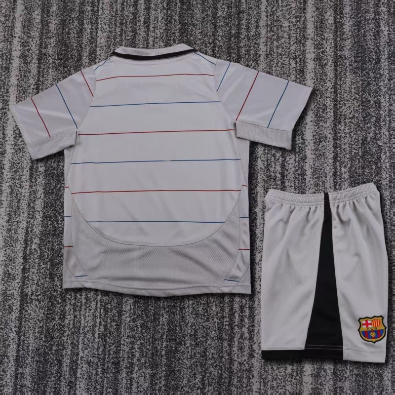 Retro Kids 03/04 FC Barcelona Away Grey Jersey
