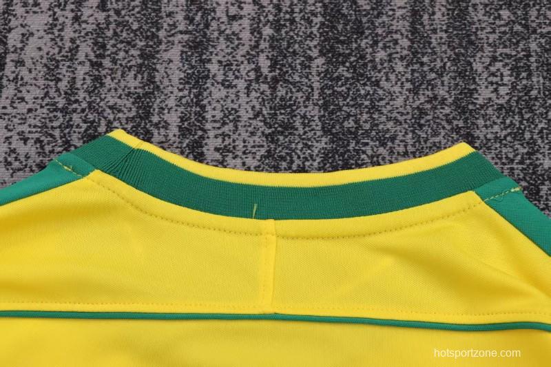 Retro Kids 1998 Brazil Home Long Sleeve Jersey