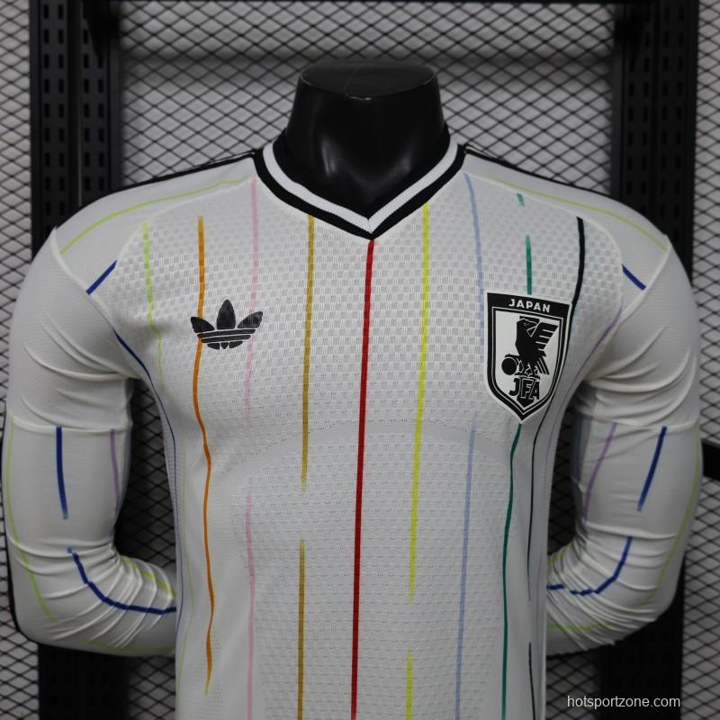Player Version 2026 Japan Special Edition White with Rainbow  Pinstripe Long Sleeve Jersey