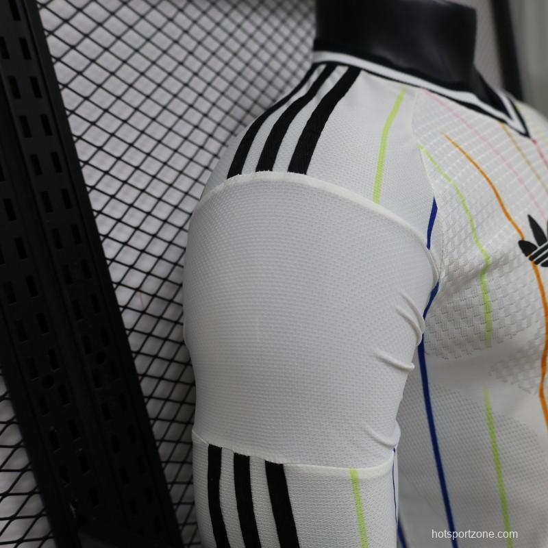 Player Version 2026 Japan Special Edition White with Rainbow  Pinstripe Long Sleeve Jersey