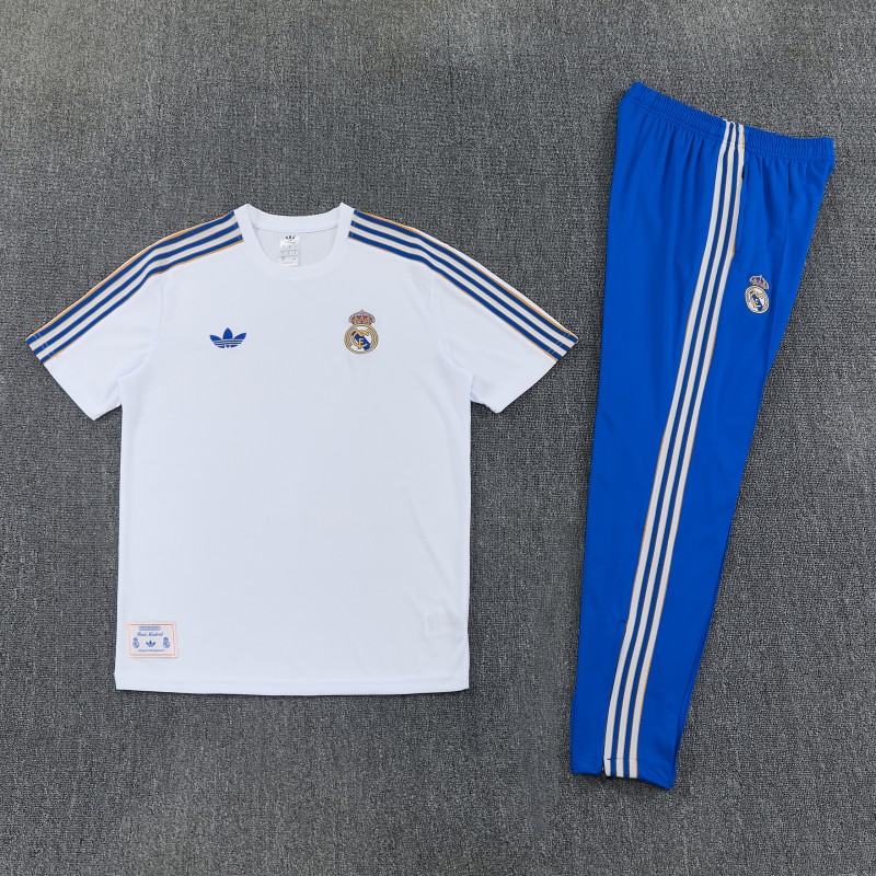 26/27 Real Madrid White Short Sleeve Tracksuit + Long Pants