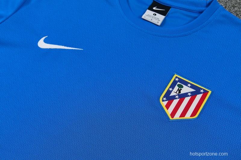 26/27 Atlético de Madrid Blue Short Sleeve Tracksuit + Navy Blue Long Pants