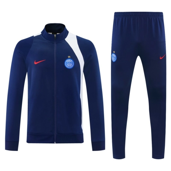 26/27 Paris Saint-Germain Navy Blue & White Full Zipper Jacket Tracksuit + Long Pants (Home)