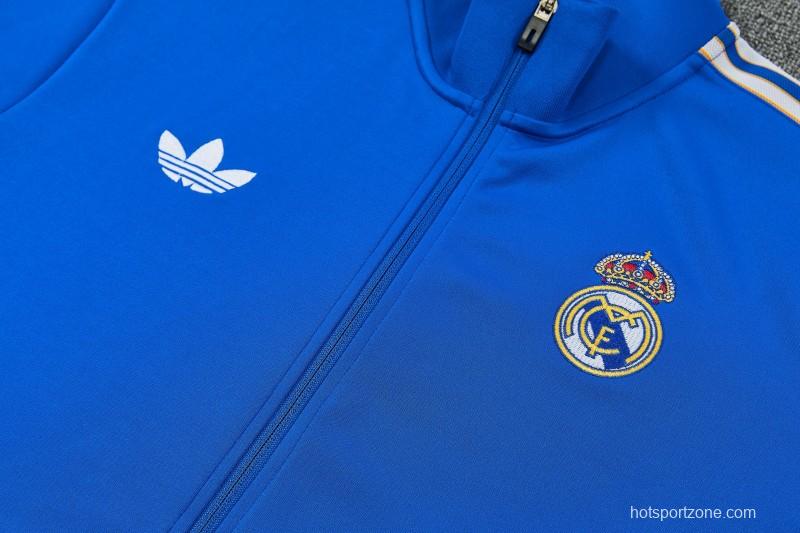 26/27 Real Madrid Blue Full Zipper Jacket Tracksuit + Long Pants