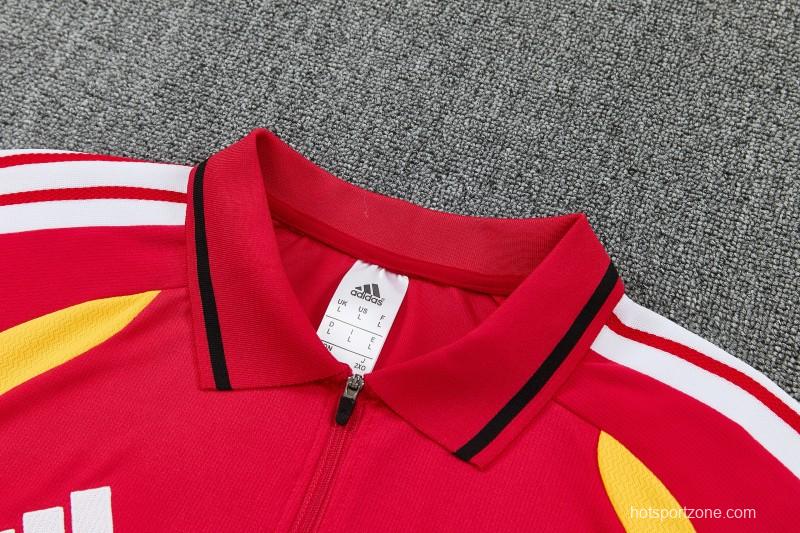 2026 German Red & Black Half-Zip Polo Short Sleeve Tracksuit + Long Pants