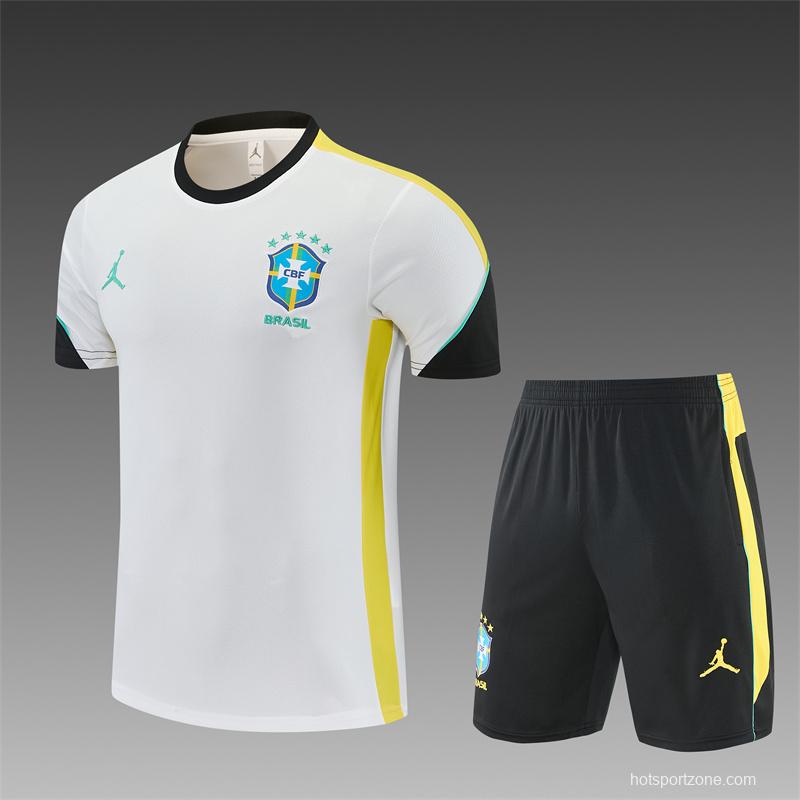 26/27 Brazil Away White Short Sleeve + Soccer Shorts
