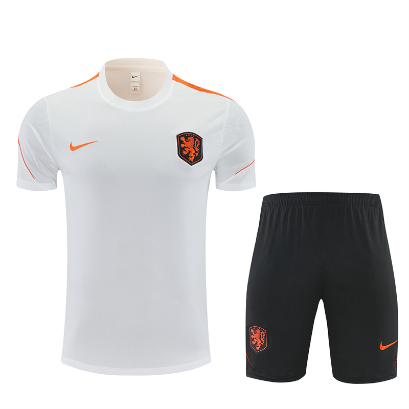 26/27  Netherlands Home White Short Sleeve + Soccer Shorts
