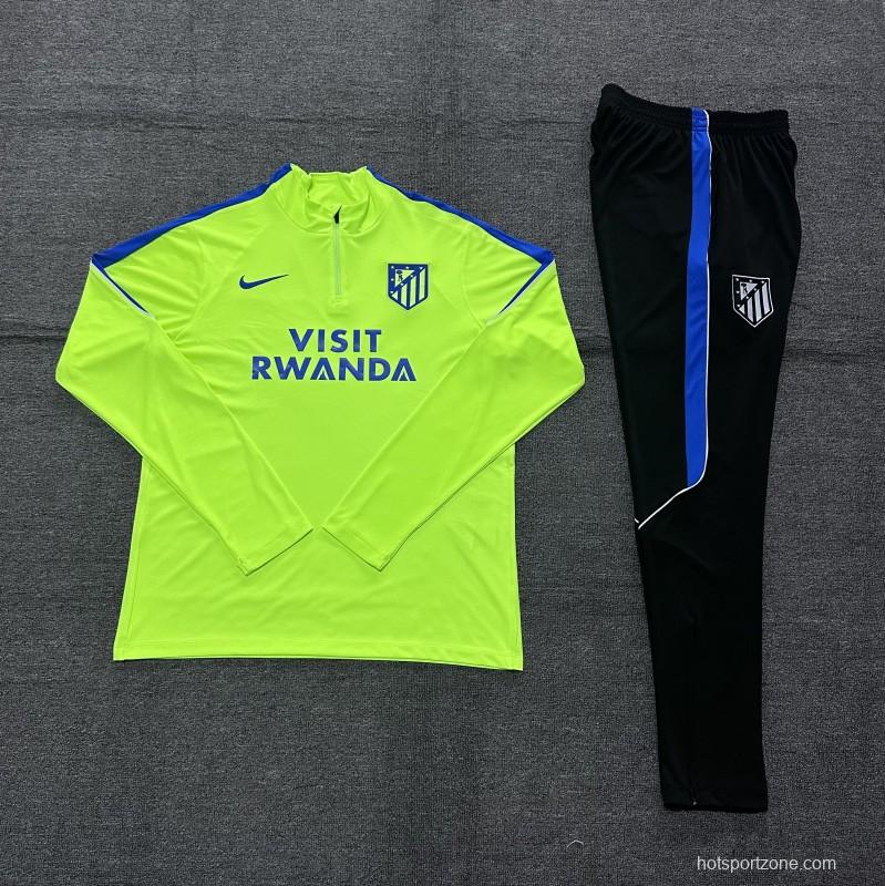 26/27 Kids  Atlético Madrid Third Fluorescent Green Half Zipper Jacket Tracksuit + Long Pants