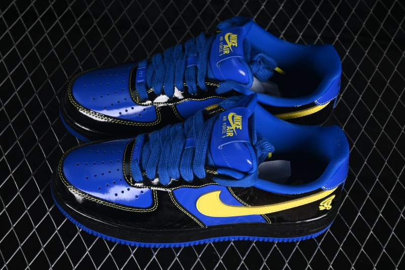 Nike Air Force 1 Low Central Cee Racer Blue Black Yellow Patent Leather Casual Sneakers - IQ1402-010