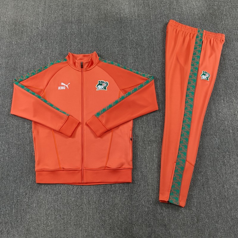 26/27 Côte d'Ivoire Orange Full Zipper Jacket Tracksuit + Long Pants
