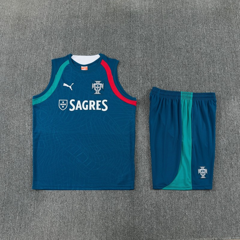 26/27 Portugal  Dark Teal Sleeveless Training Vest +Shorts Set