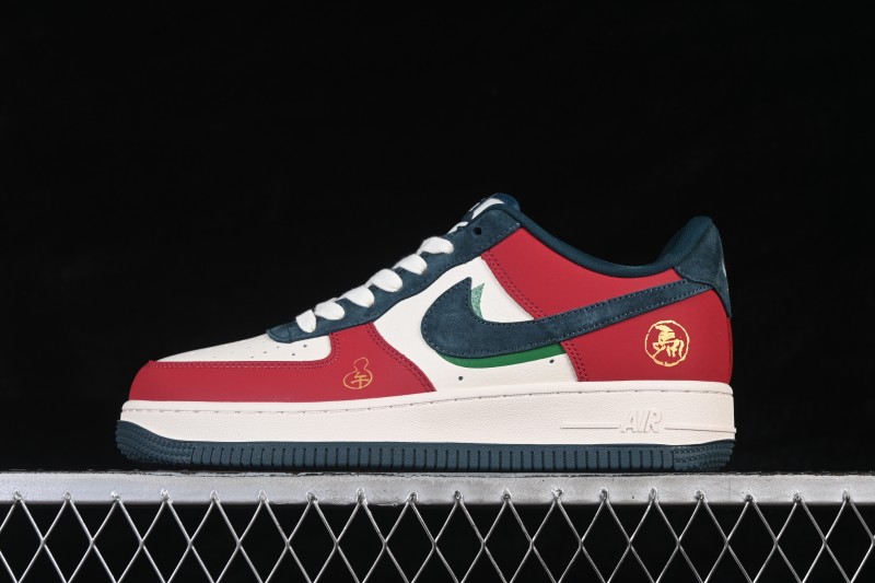 Nike Air Force 1 '07 Low Casual Sneakers with Red Black White Contrasting Colors - HT5088-622