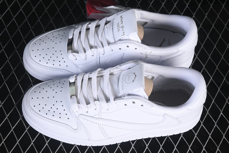 Nike Travis Scott x Air Jordan 1 Low OG Retro Sneakers with Reverse Swoosh Design - TD1228-111
