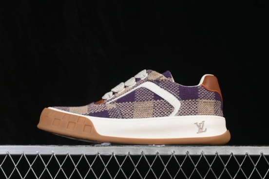 Louis Vuitton Tilted Sneakers Classic 2026SS Low-Top Casual Shoes in Smooth Calfskin Leather with Side LV Lettering - Light Purple