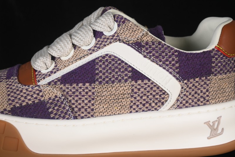 Louis Vuitton Tilted Sneakers Classic 2026SS Low-Top Casual Shoes in Smooth Calfskin Leather with Side LV Lettering - Light Purple